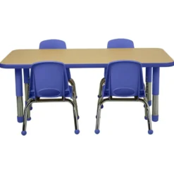 24" x 48" Rectangle Activity Table with Adjustable Tiny Tot Legs - Maple/Blue