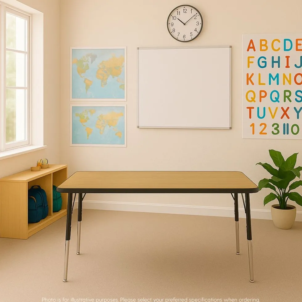 30" x 72" Rectangle Activity Table with Adjustable Chunky Legs - Pasadena Oak/Black