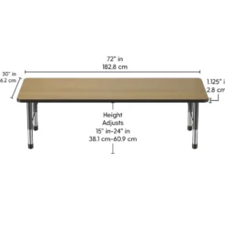 30" x 72" Rectangle Activity Table with Adjustable Chunky Legs - Pasadena Oak/Black