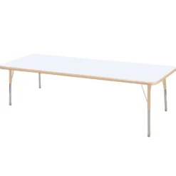 30" x 72" Rectangle Dry-Erase Activity Table with Adjustable Swivel Glide Legs - White/Maple