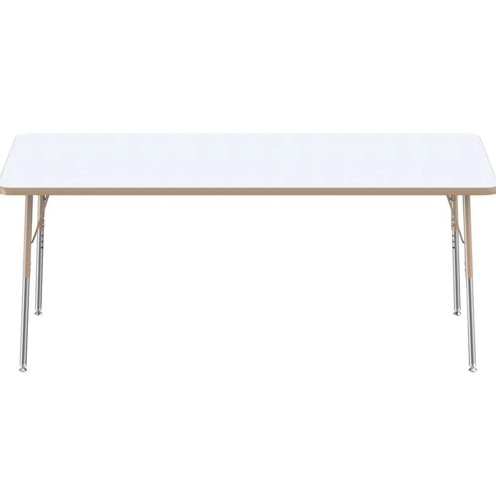 30" x 72" Rectangle Dry-Erase Activity Table with Adjustable Swivel Glide Legs - White/Maple