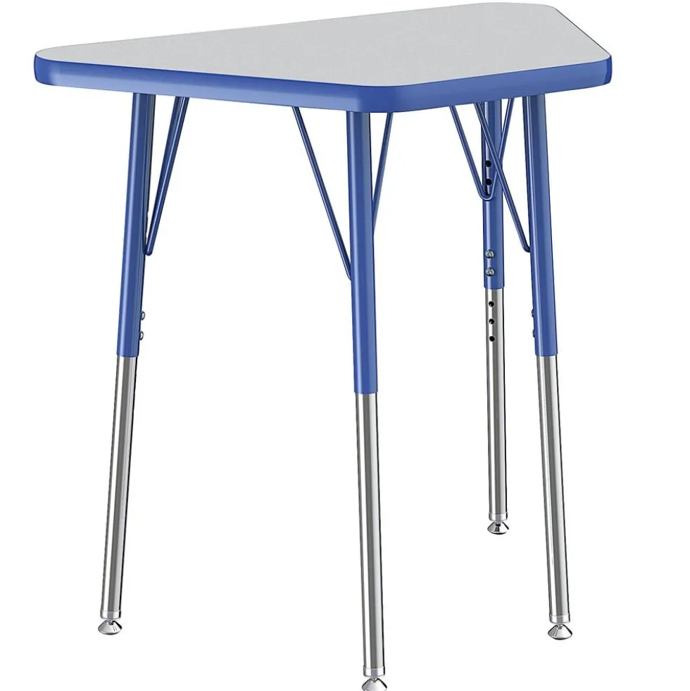18" x 30" Trapezoid Table with Adjustable Swivel Glide Legs - Gray/Blue