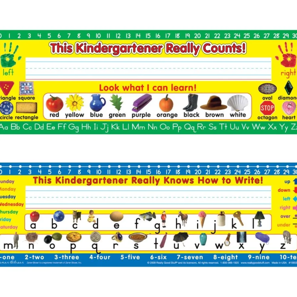 Zaner-Bloser Kindergarten Two-Sided Cardstock Desktop Helpers™ with Testing Inserts - Set Of 12