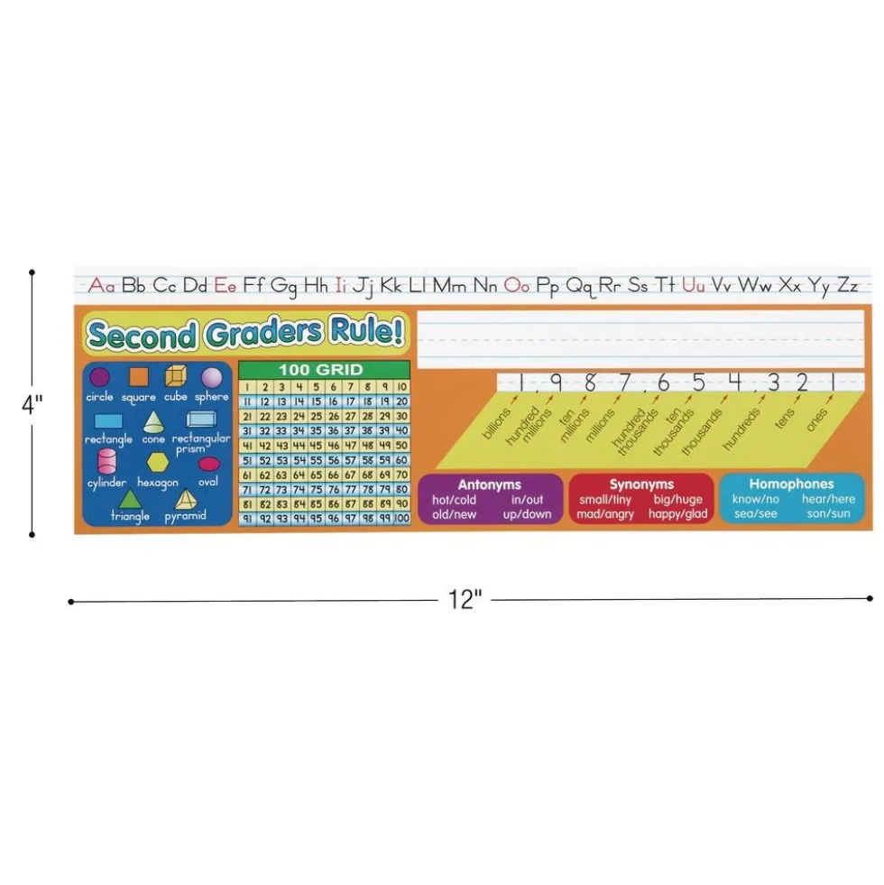 Zaner-Bloser Second Grade Two-Sided Cardstock Desktop Helpers™ with Self-Adhesive Sleeves and Testing Inserts - Set Of 12